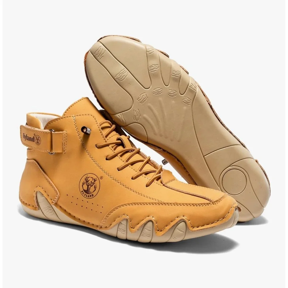 Flyland 9008 Mens Golden Leather Chukka Boots Lace Up Ankle Shoes Size 9.5 NEW
